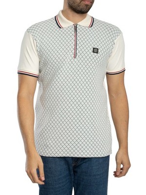 Trojan Herren Ottoman-Jacquard-Panel-Poloshirt, Weiß