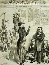 Matt Morgan UNCLE SAM to GRANT re MASSACHUSETTS 1874 Engraving Art Print Matted