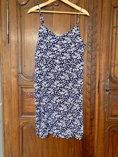 GAP Womens floral Print Smocked Sundress Navy Blue white 16 L  XL spaghettistrap