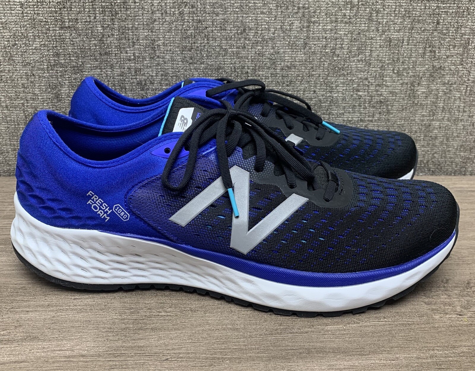 New Balance Fresh Foam 1080 V9 Mens 14 Black Blue Road Running Shoes Reflective