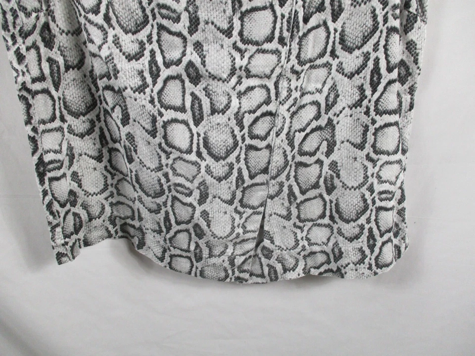 Lo último Camisa de Algodón Para Mujer Pequeña Marfil Estampado de Serpiente Tanque Sin Mangas Botón Lino Foto 3 de 4