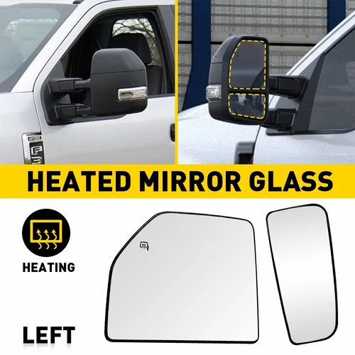 MIRROR GLASS HEATED DRIVER FITS 2017-2022 FORD SUPER DUTY F250 F350 F450 F550