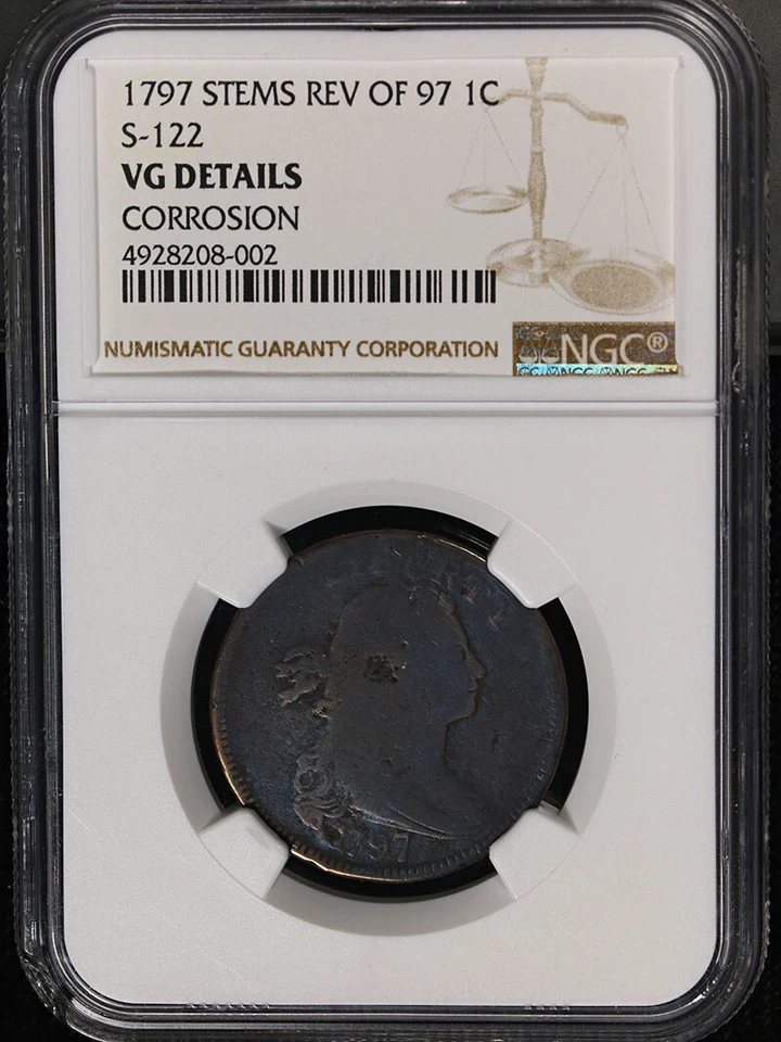 1797 Large Cent Rev of 97 RARE Variety NGC VG Details S-122 R.6- - Image 3 of 4