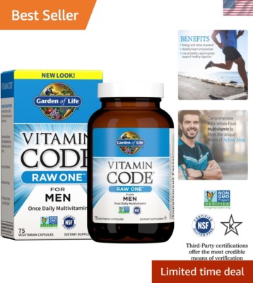 Men's Probiotic Multivitamin - 75 Raw Whole Food Capsules for Optimal Health