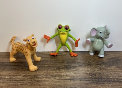 Lot Of 3 Rainforest Cafe Animal Poseable Figures Animals Elephant Cheetah Frog