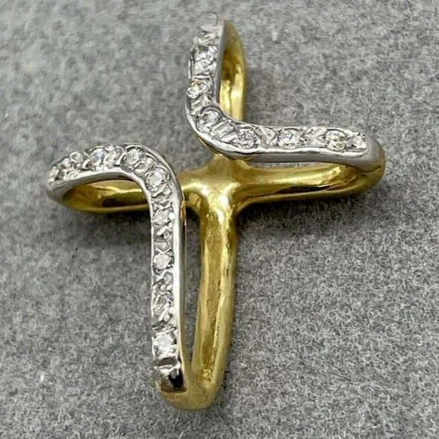 Croce in oro giallo 18kt carati nuovo ciondolo per collana uomo donna puntiluce. - Immagine 3 di 4