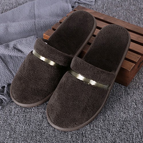 Coral Fleece Slippers Hotel Slippers Warm Soft Non-slip All-inclusive Slippers - Picture 14 of 18