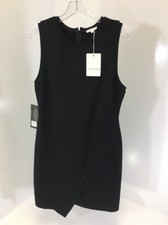 OLIVIA GREY WOMEN'S SLEEVELESS FAUX WRAP ASYMMETRIC HEM DRESS BLACK LARGE NWT
