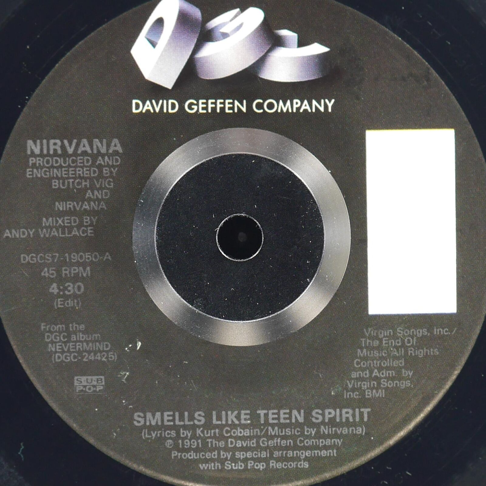 NIRVANA Smells Like Teen Spirit DGC DGCS7-19050 EX+ 45rpm