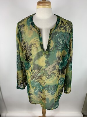 Zero Zero Woman Size 3X Long Sleeve Sheer Tunic Blouse Top -2463