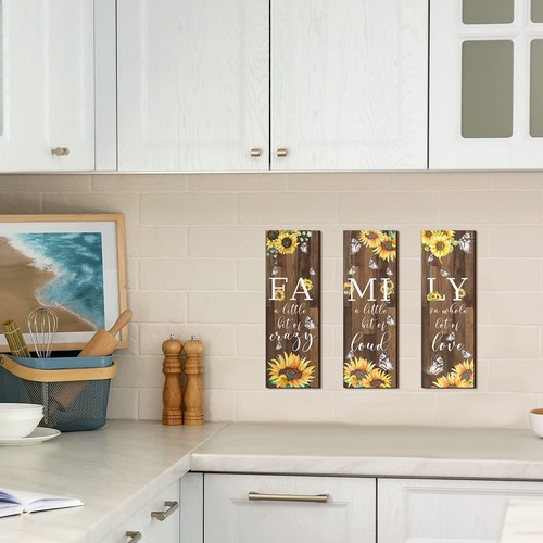 3 Pcs Sunflower Inspirational Kitchen Wall Decor Sunflower Butterfly Gift Wal... - Picture 6 of 6