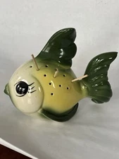 Vintage- Mid Century Modern- Fish Tooth Pick Holder Cute ! 