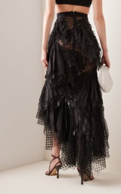 zimmermann Rhythmic Embroidered Linen-Silk Midi Skirt | eBay