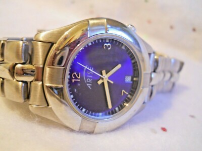 Arise Swiss Watch New Battery Blue Silver Steel, Date, Isaiah 60:1