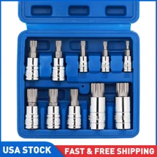 10 PC For XZN Triple Square Spline Bit Socket Set 12 Points with Carrying Case