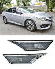 For 16-21 Honda Civic Smoke Front Bumper Reflector Side Marker Lights Lamps