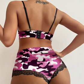 Nightwear Shorts Underwear Lingerie Bra Set Lace Sexy Rose Red Women Bra Set