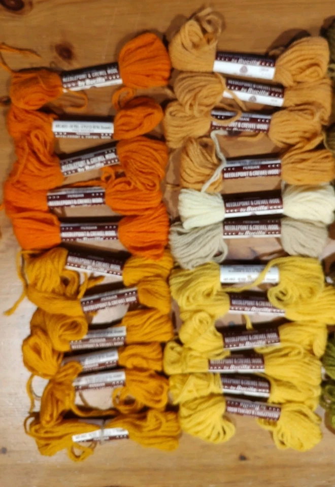 47 Skeins VTG Bucilla Needlepoint Crewel 100% Wool Persian Yarn 3ply New & Used - Image 2 of 4