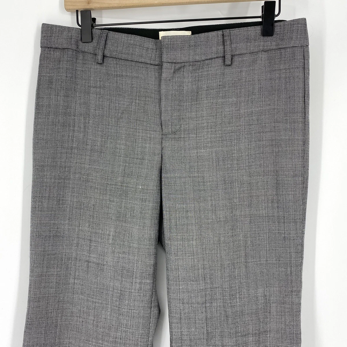 Nili Lotan Pants Size 8 Womens Gray Irene Wool Plaid Wide Leg