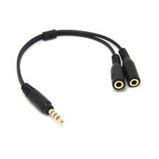 NEW Male 3.5mm Headset to Dual Female Y-Splitter CABLE Mic Adapter 4-Pole TRRS