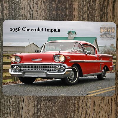 1958 Chevrolet Chevy Impala Muscle Car 8x12 Metal Wall Garage Sign