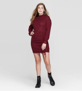 burgundy turtleneck dress