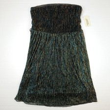 Forever21 women's size small strapless tinsel dress gold teal short length