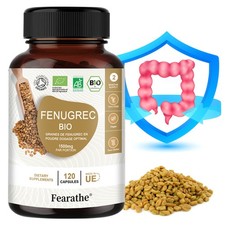 Organic Fenugreek Powder Capsules 1500mg Protein Vitamin Supplement 120 Capsules