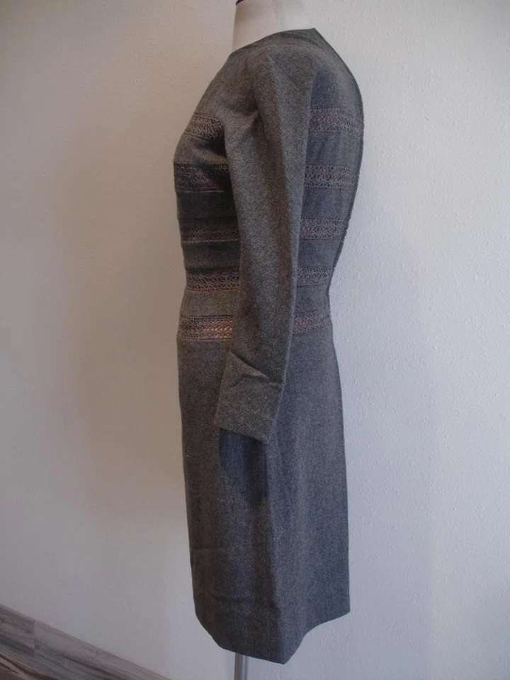 Vestido para mujer S XS 1950 Anne Fogarty 8 gris forrado de lana ganchillo hecho en la Unión en EE. UU. Foto 2 de 4
