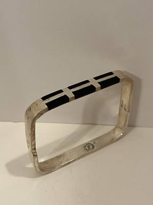 Quadratisches Armband Sterlingsilber schwarzer Onyx