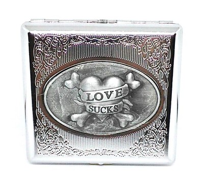 Fujima Single Sided Metal ''Love Sucks'' Emblem King Size Cigarette Case