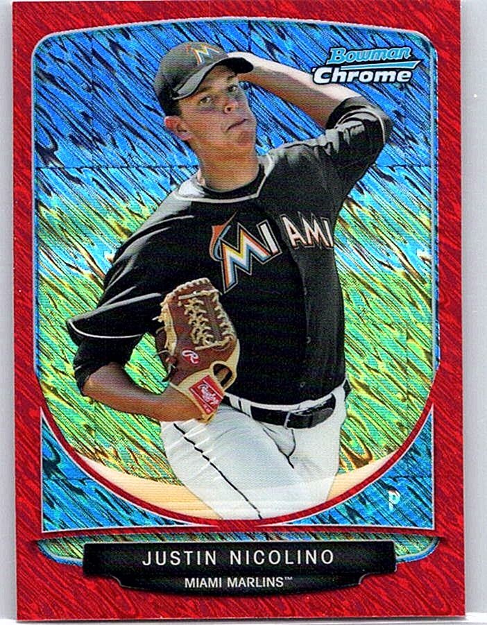 2013 Bowman Justin Nicolino Chrome Cream of the Crop Mini Red Refractors /5