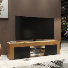 TV Stand – 130cm – High Gloss Doors – LED – Modern Media Cabinet  – LUNARO