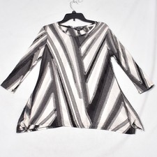 Simply Vera Verawang Women's Grey & White Blouse Size XS 3/4 Sleeve