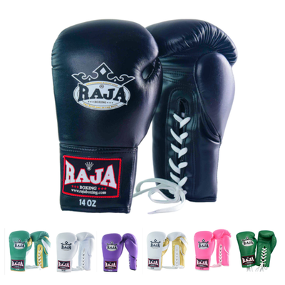 RAJA Lace Up Boxing Gloves Cowhide Leather Muay Thai Sparring Pro