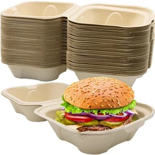 Avant Grub Durable, Grease-Proof 6x6 Clamshell kraft paper takeout containers 