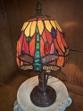 Tiffany Style Dragonfly Stained Glass Art Light Retro Decor Table Lamp 12.5"Tall