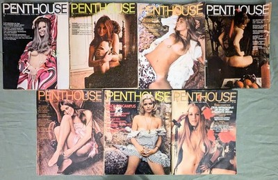 Lot of 7 Almost Complete Year Penthouse Magazines 70's 72