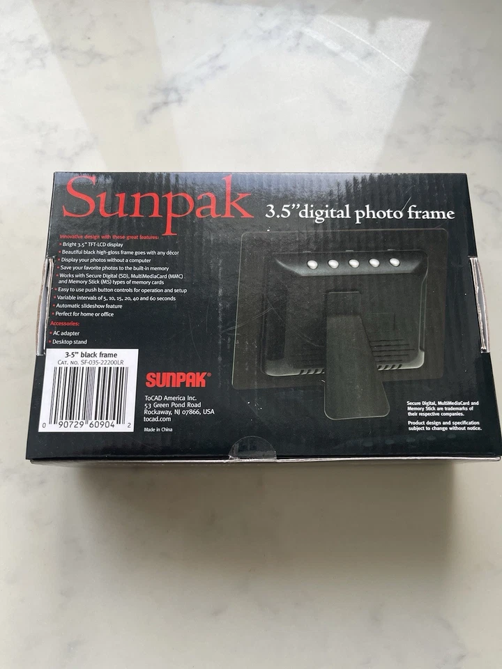 SUNPAK DIGITAL PHOTO FRAME 3.5” TFT LED DISPLAY SLIDESHOW EASY SET UP SEALED BOX - Image 2 of 4