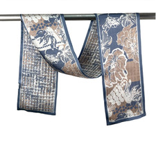 100 Mulberry Silk Neckerchief 146X16cm Scarf Bandana grass Print Shape Wrap