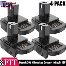 4-PACK USB Adapter Converter for Dewalt 20V Milwaukee Convert to Ryobi 18V Tool