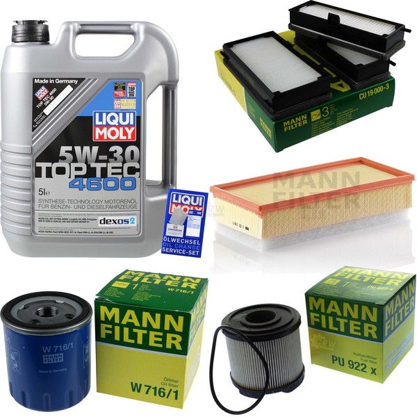 Mann Inspektionspaket 5L Liqui Moly Top Tec 5W-30 FüR Peugeot Expert Kasten 2.0-image