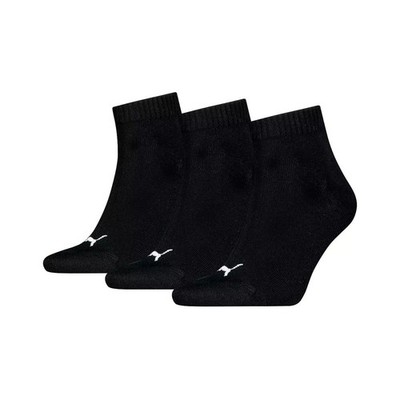 Puma Quarter Socks Plain 3 Pack Unisex Black White