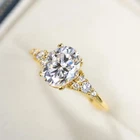 1.10Ct Oval Cut Real Moissanite Solitaire Engagement Ring 14K Yellow Gold Plated