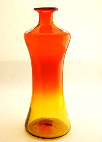 Vintage Blenko Decanter Vase Amberina Art Glass 10"