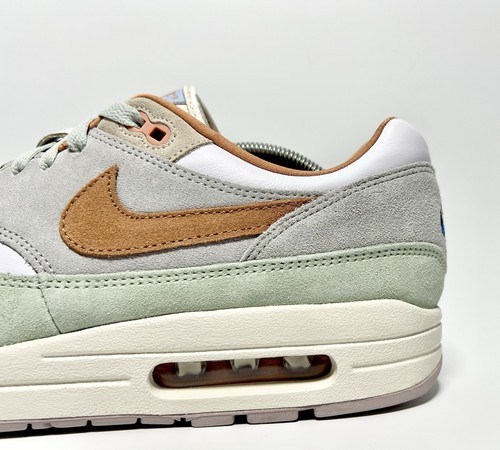 Nike Air Max 1 Premium Leather Suede Green White Neutral 95 Grey UK Size 11 - Bild 2 von 14