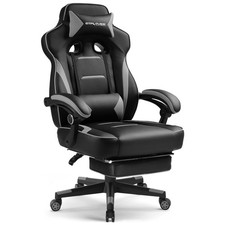 GTPLAYER Gaming Chair with Footrest, Big and Tall Game Large, Light Gray