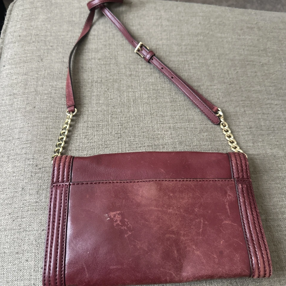 Michael Kors Fulton Women's Handbag Cinnabar Leather Bombe Clutch Crossbody Bag - Image 4 of 4