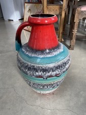 Vintage West German Pottery Fat Lava Jug Red.