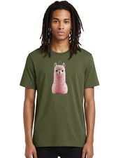 Pink-Llama-1 Mens Graphic Tee, 100% Cotton, Casual Summer Wear